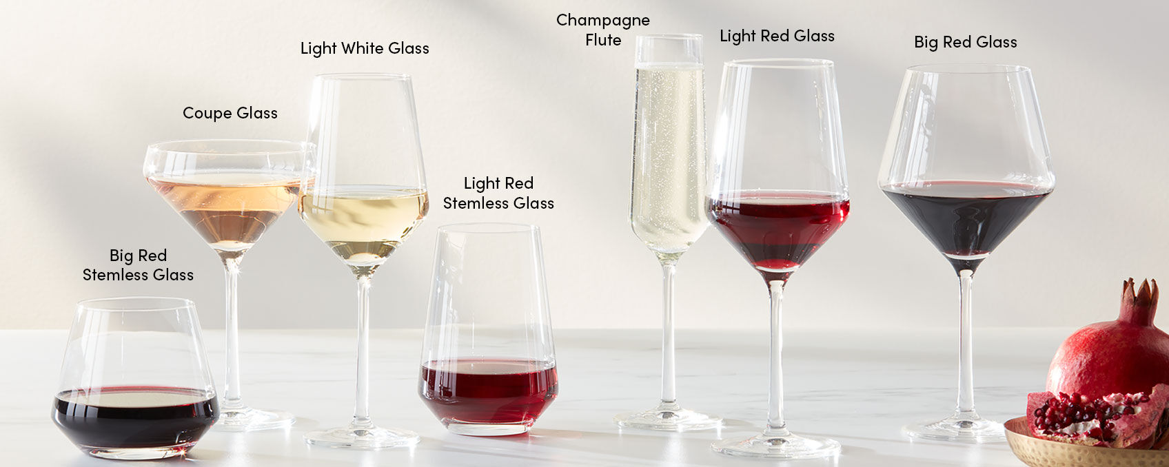 Types of drinking deals glasses