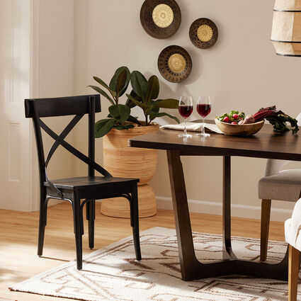 Image of the black Bistro Distressed Wood Dining Chair.