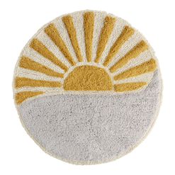 Round Sun And Wave Tufted Bath Mat