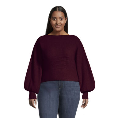 Lynn Dark Red Boatneck Cropped Sweater Lynn Dark Red Boatneck Cropped Sweater