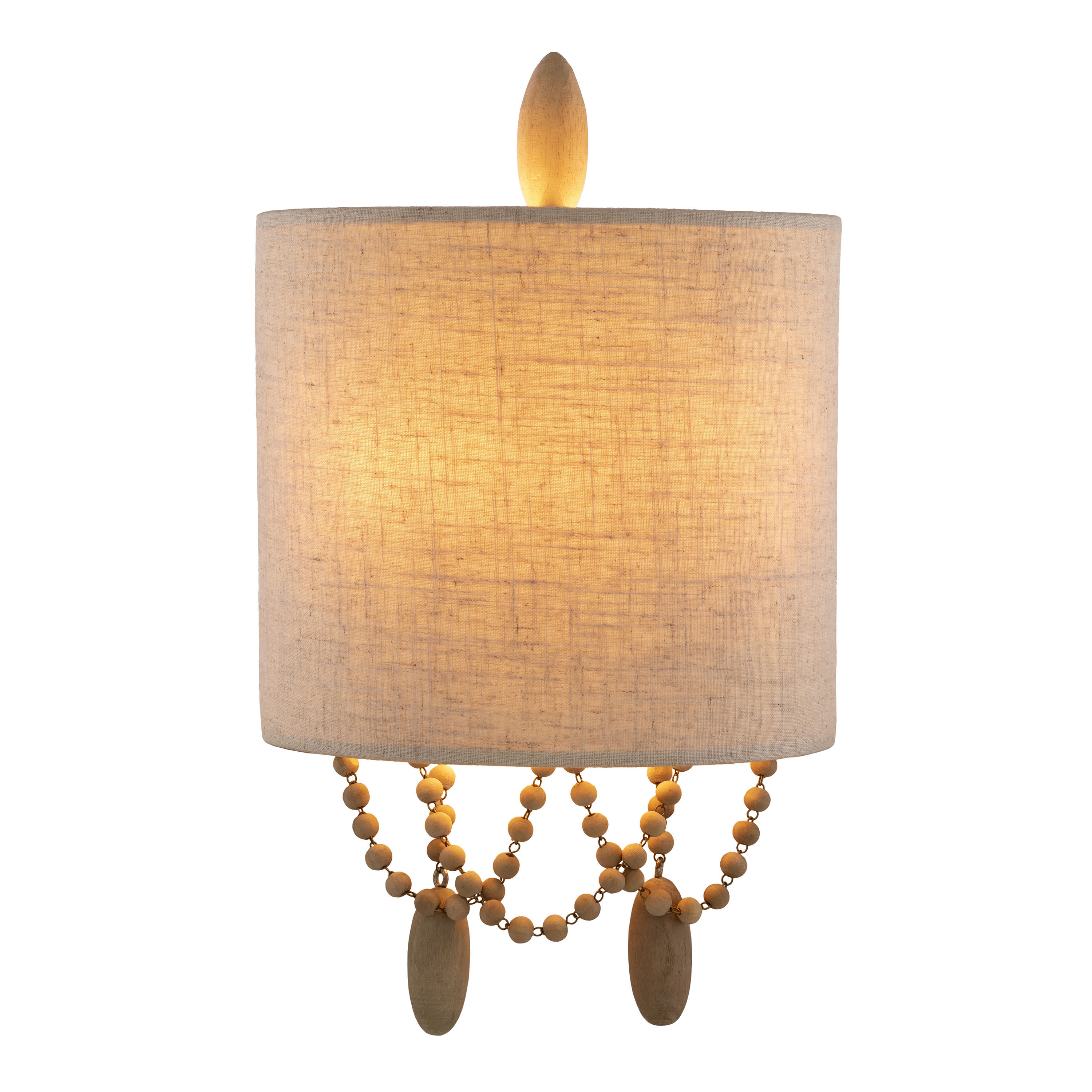 Wood bead shop wall sconce