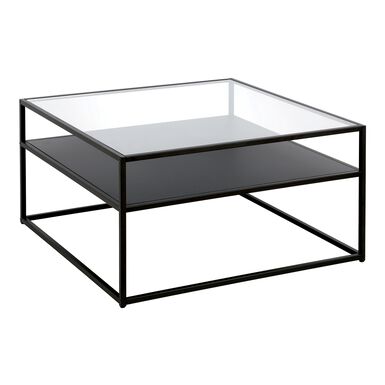 Gia Black Metal and Glass Top Coffee Table with Shelf Gia Black Metal and Glass Top Coffee Table with Shelf