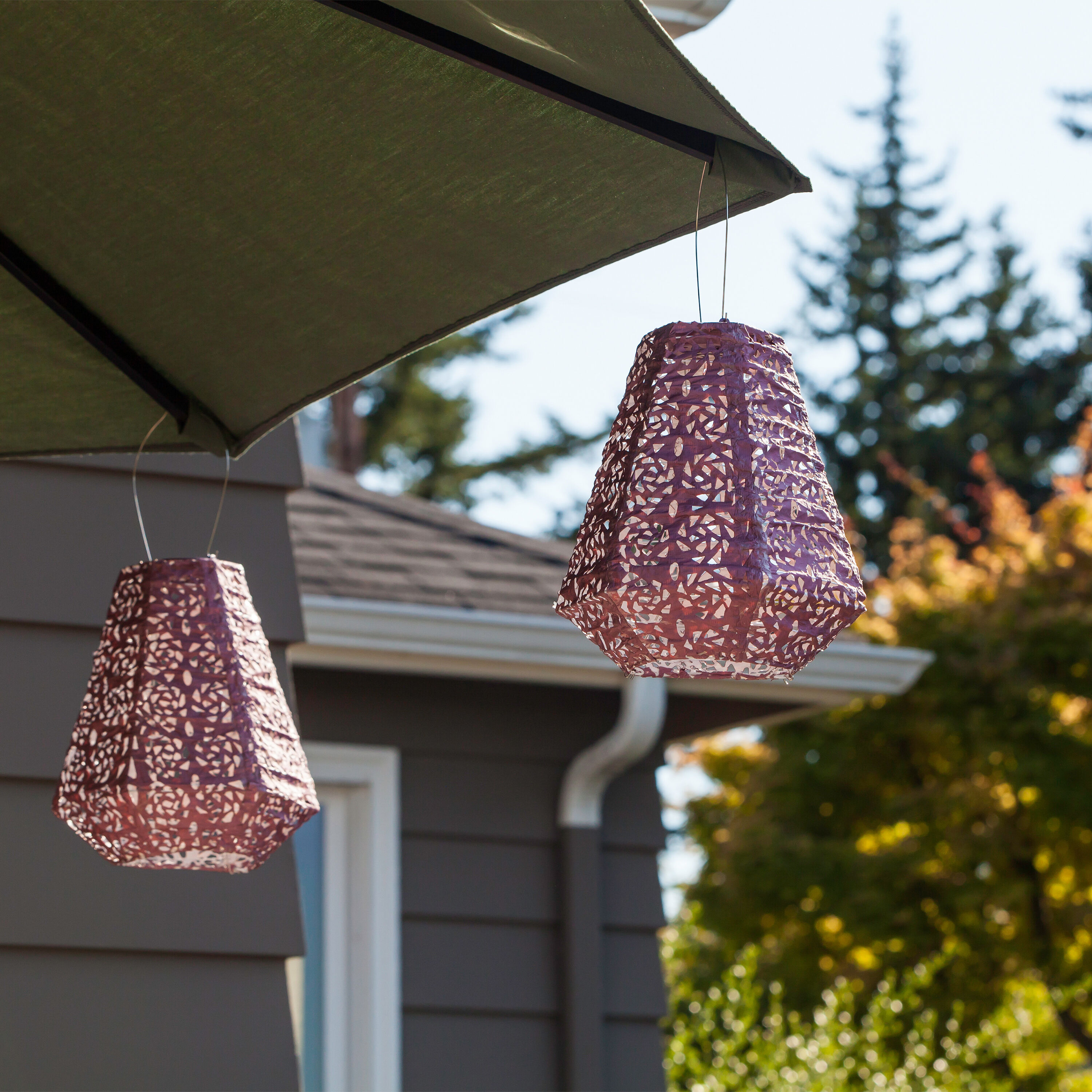 Prism Rose Fabric Solar LED Lantern image number 2