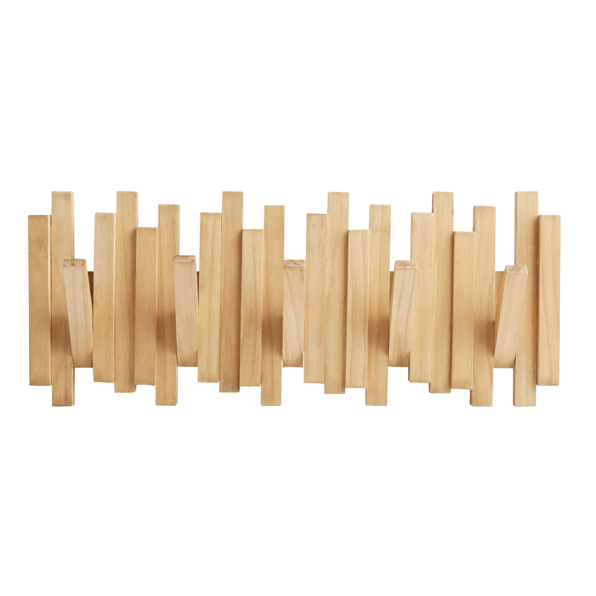 Natural Pine Wood Hidden Hook Wall Rack World Market