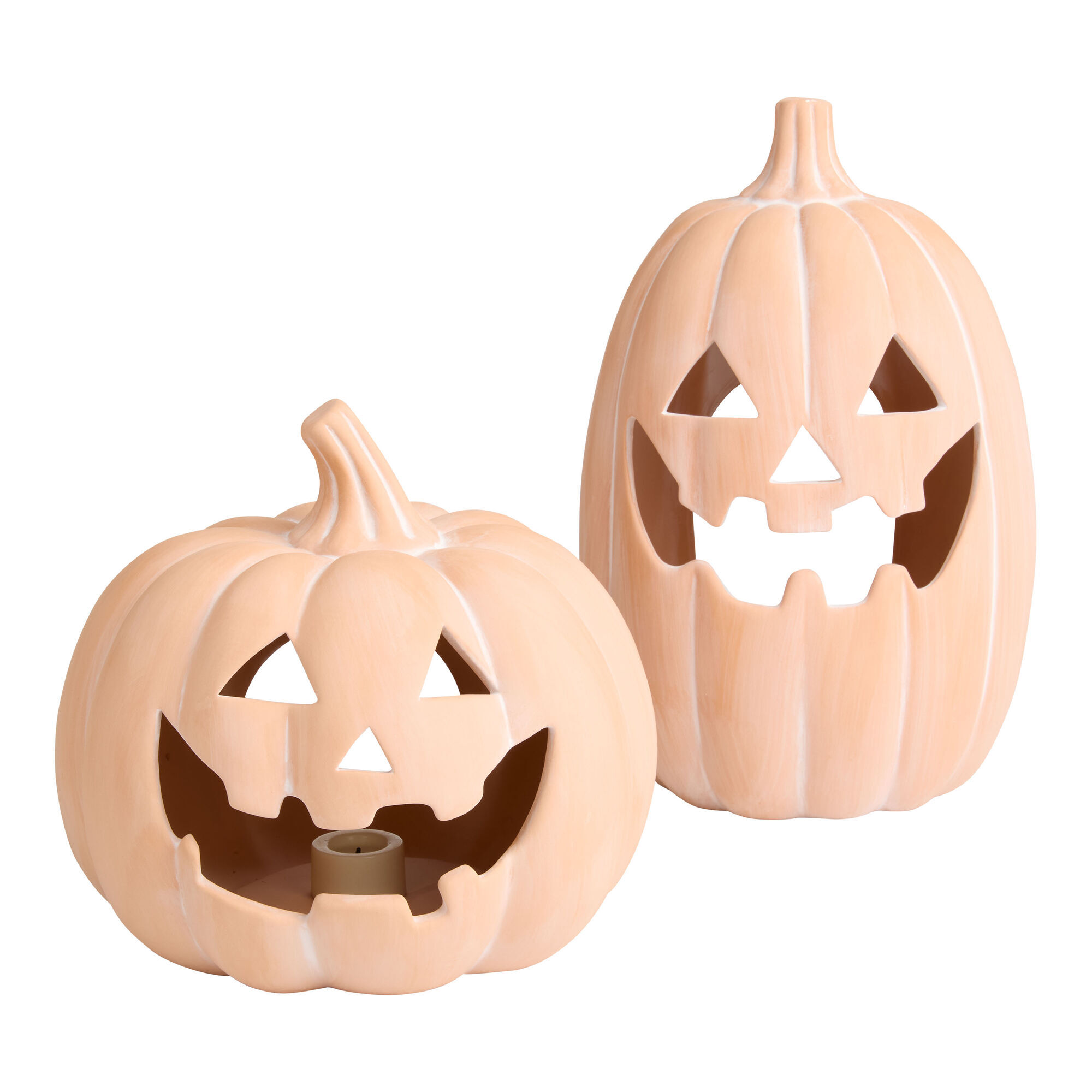 Terracotta Jack O&rsquo; Lantern LED Candle Holder image number 0