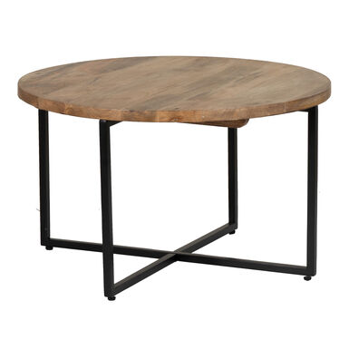 Tristan Round Wood and Black Metal Coffee Table Tristan Round Wood and Black Metal Coffee Table
