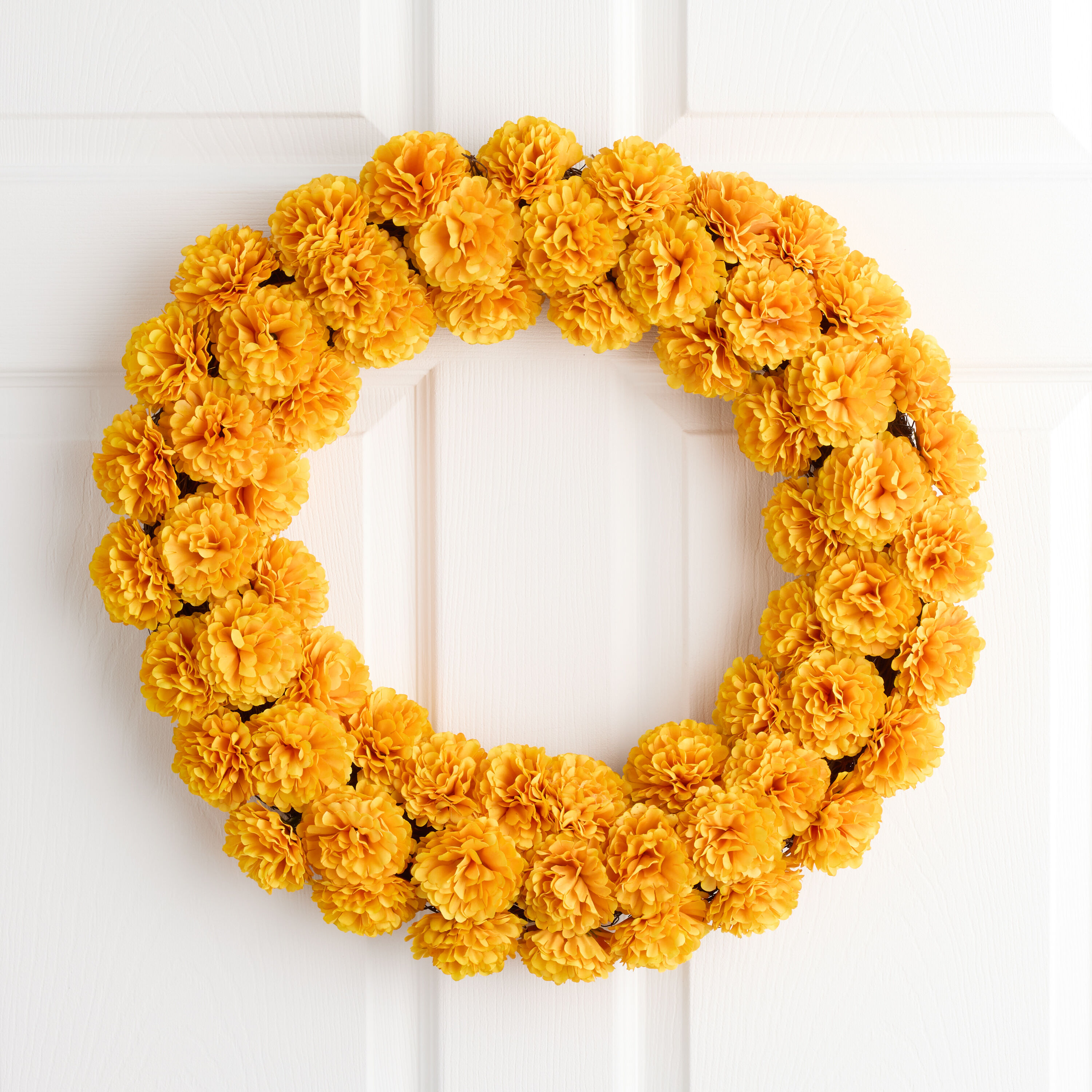 Orange Faux Marigold Wreath image number 0