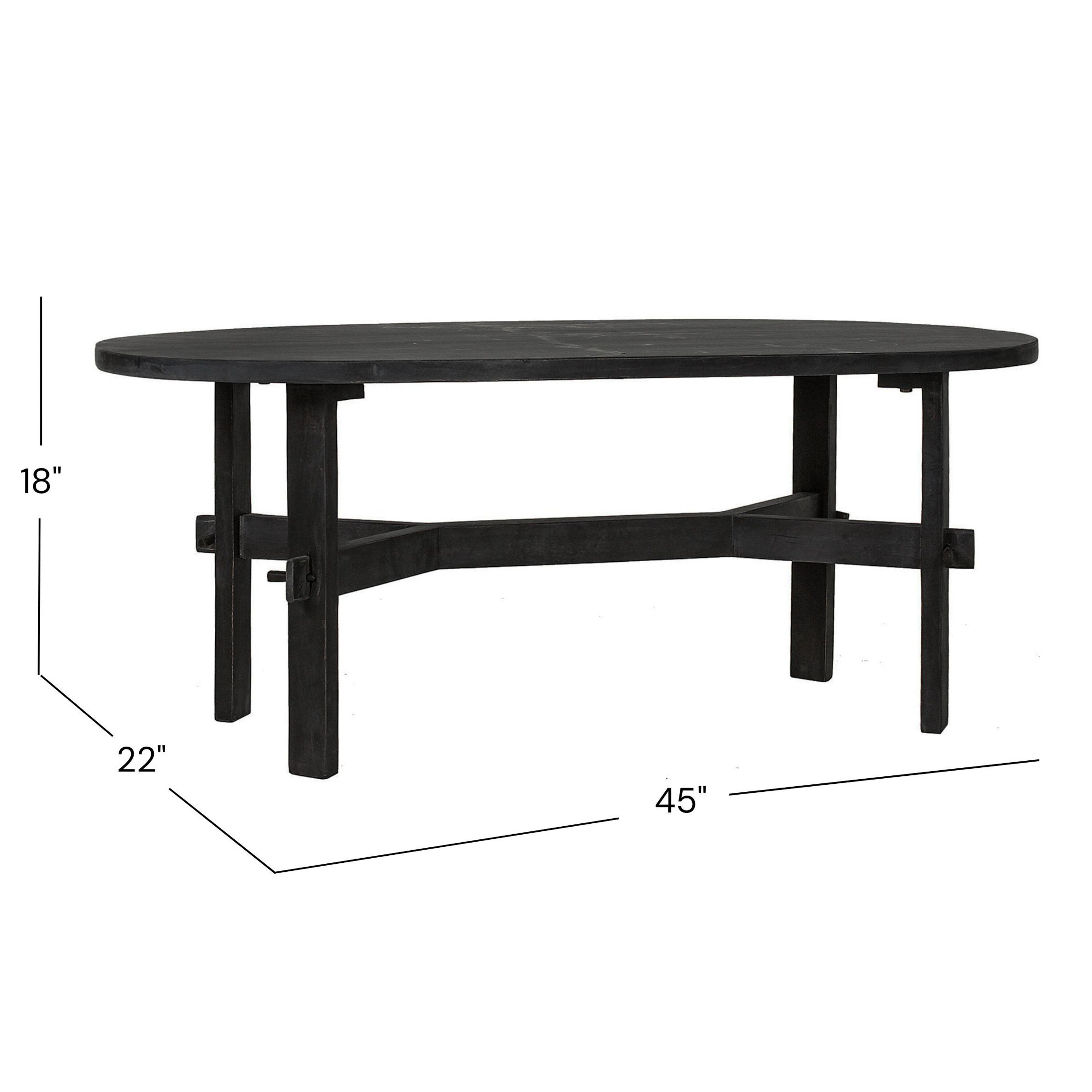 Otto Oval Acacia Wood X Trestle Coffee Table image number 6