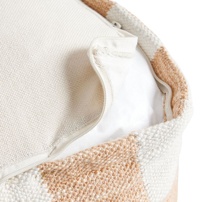 Square Ivory And Rust Checkered Pouf image number 4