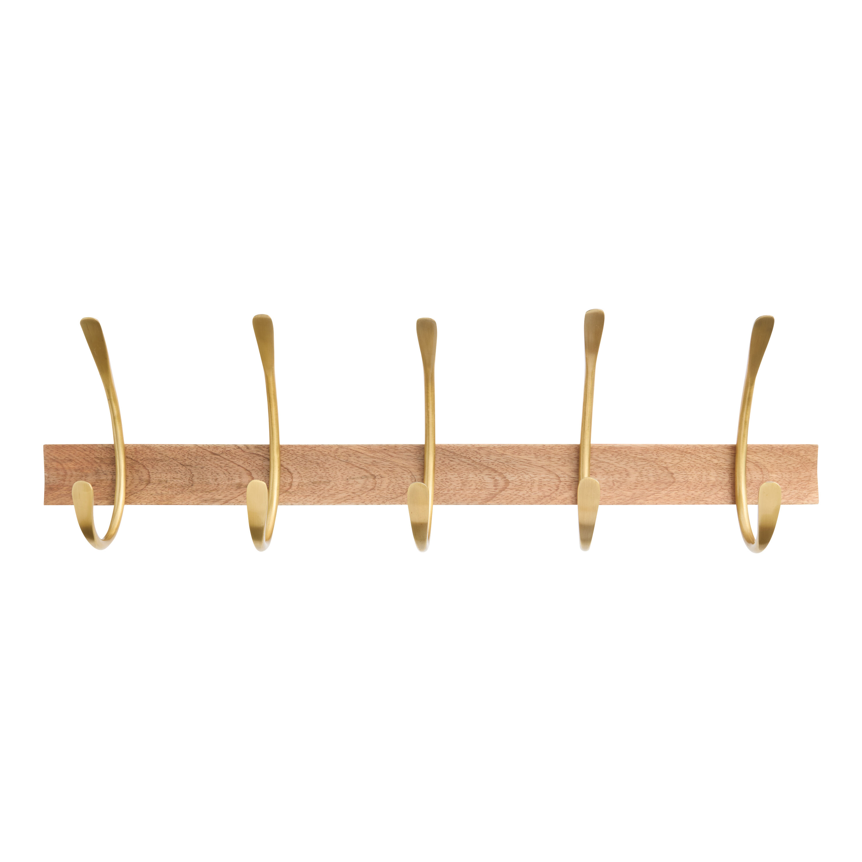 Brass and Wood Mid-Century Wall Rack image number 1