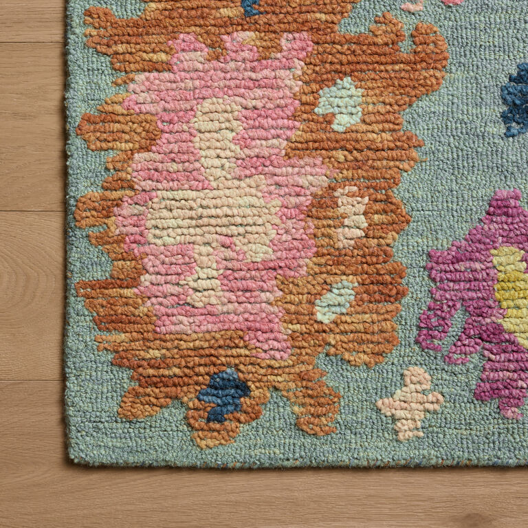 Tilly Spa Blue Multicolor Floral Hand Tufted Wool Area Rug image number 3