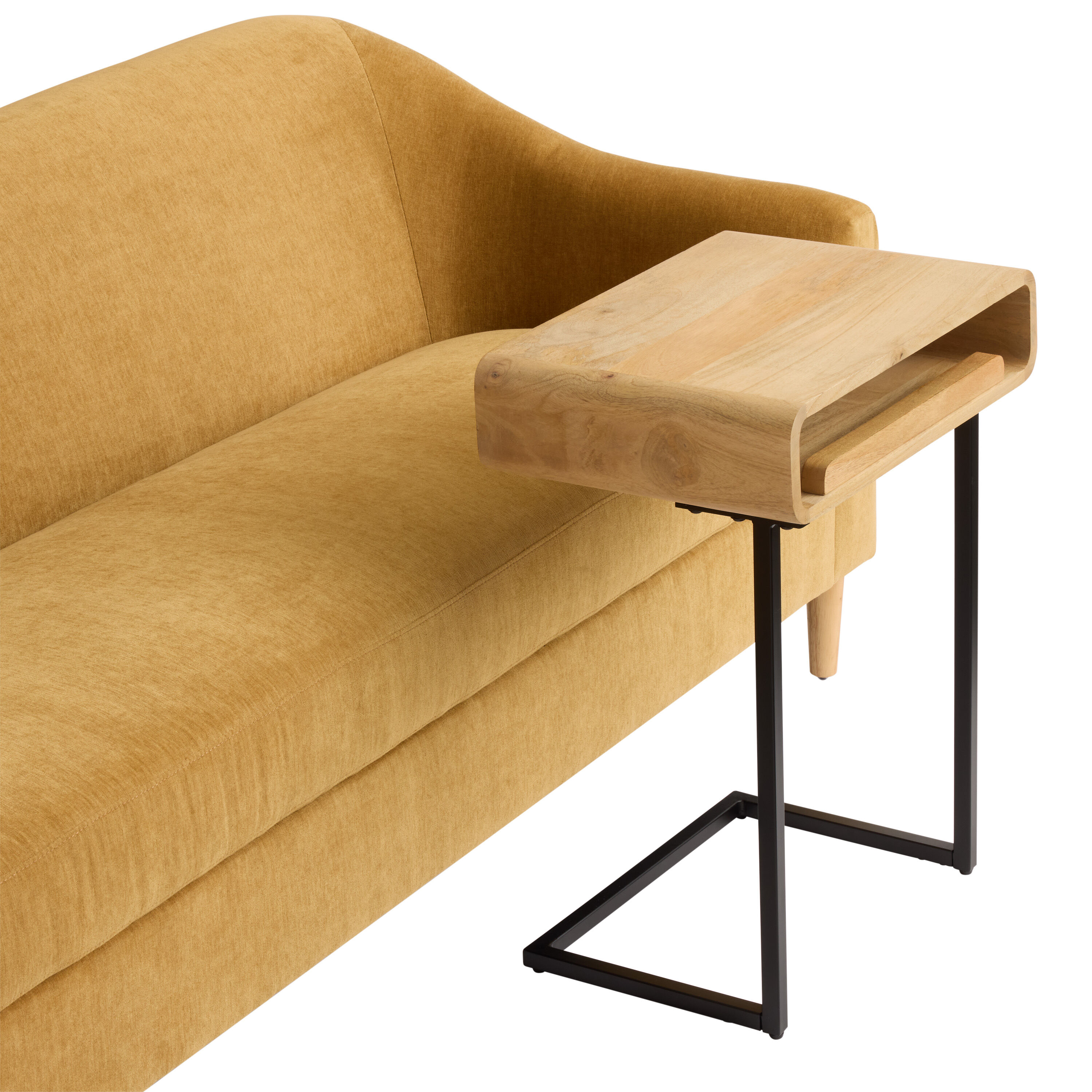 Ballard Natural Wood and Black Metal Laptop C Table with Shelf image number 3