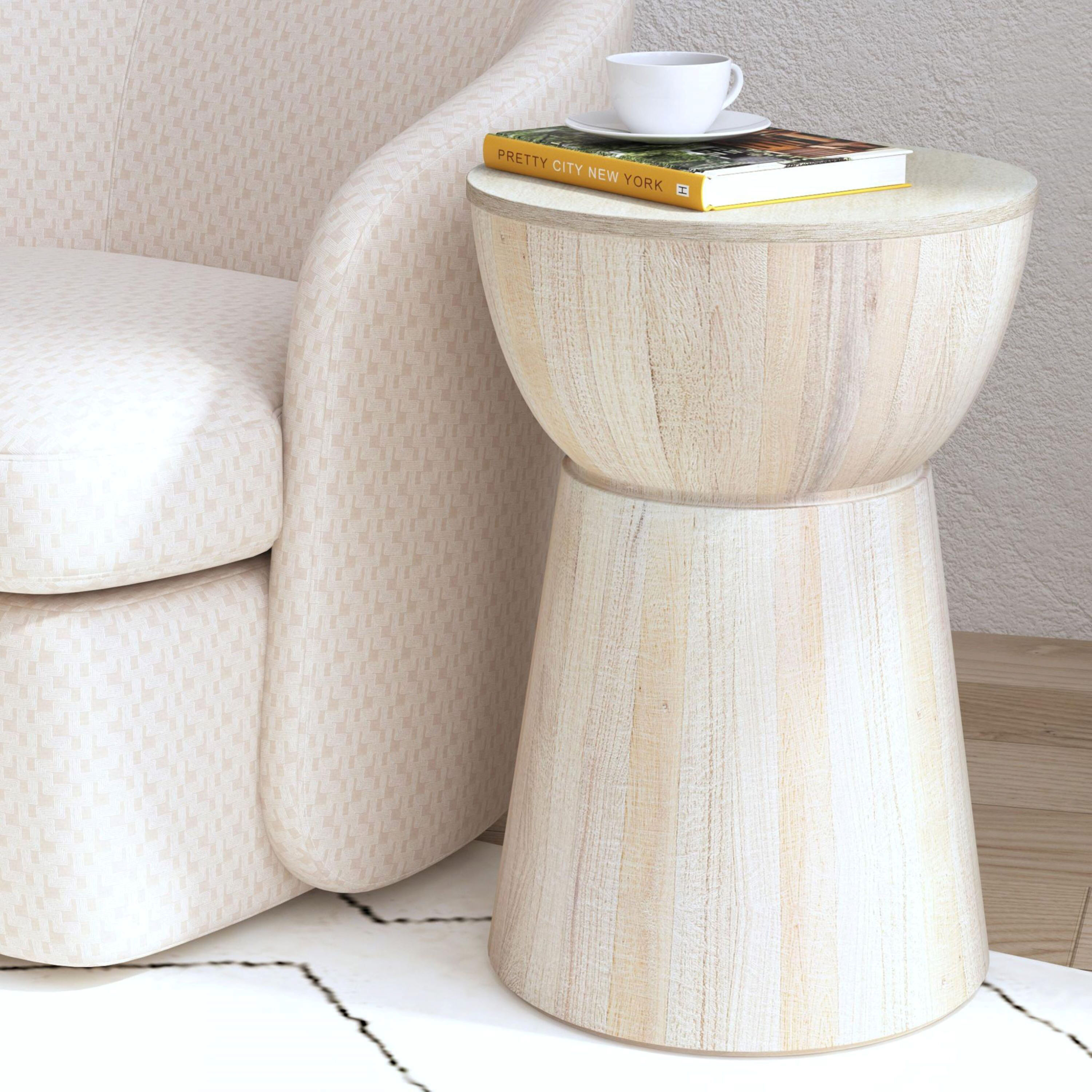 Penley Round Mango Wood Drum Side Table World Market
