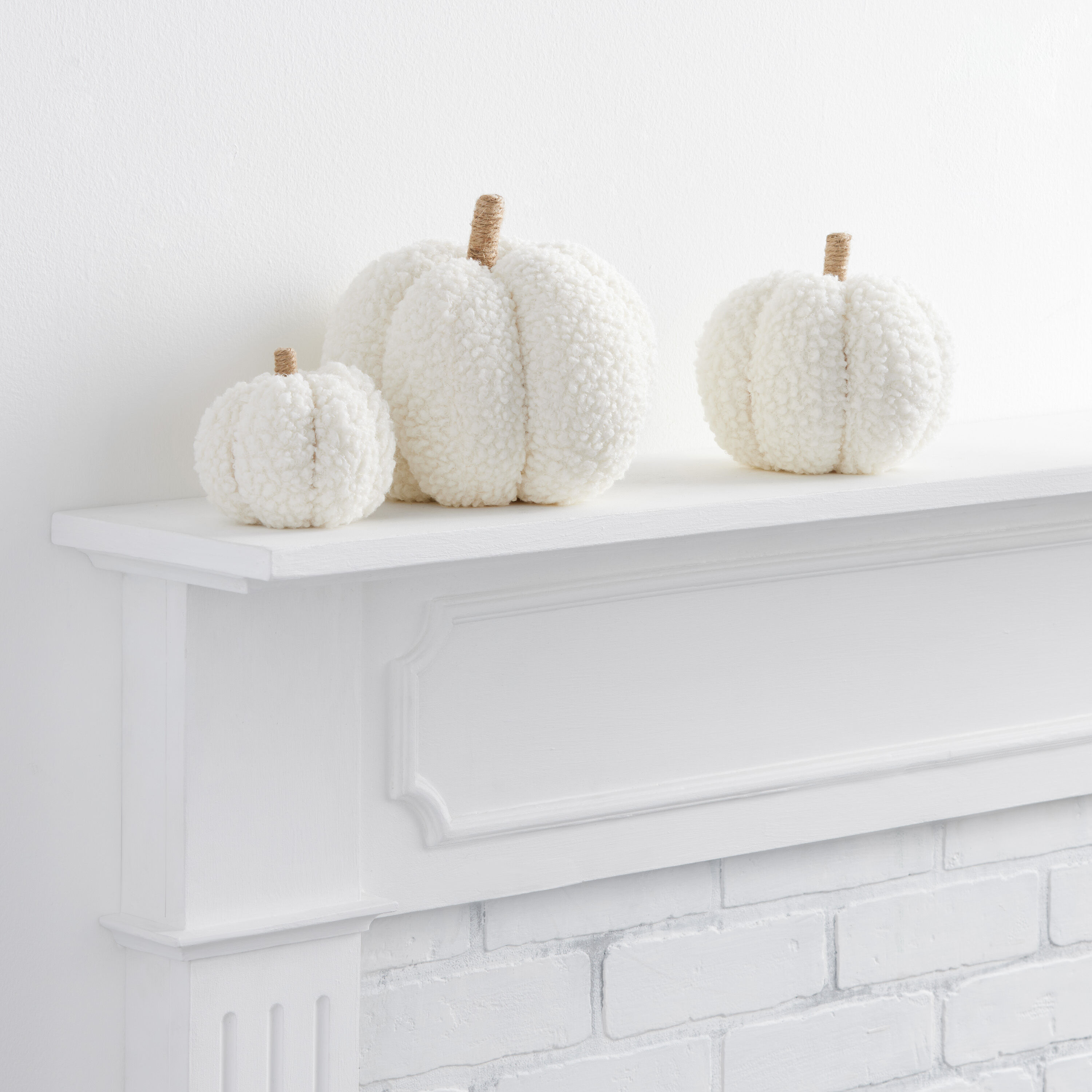 White Boucle Fabric Pumpkin D&eacute;cor image number 0