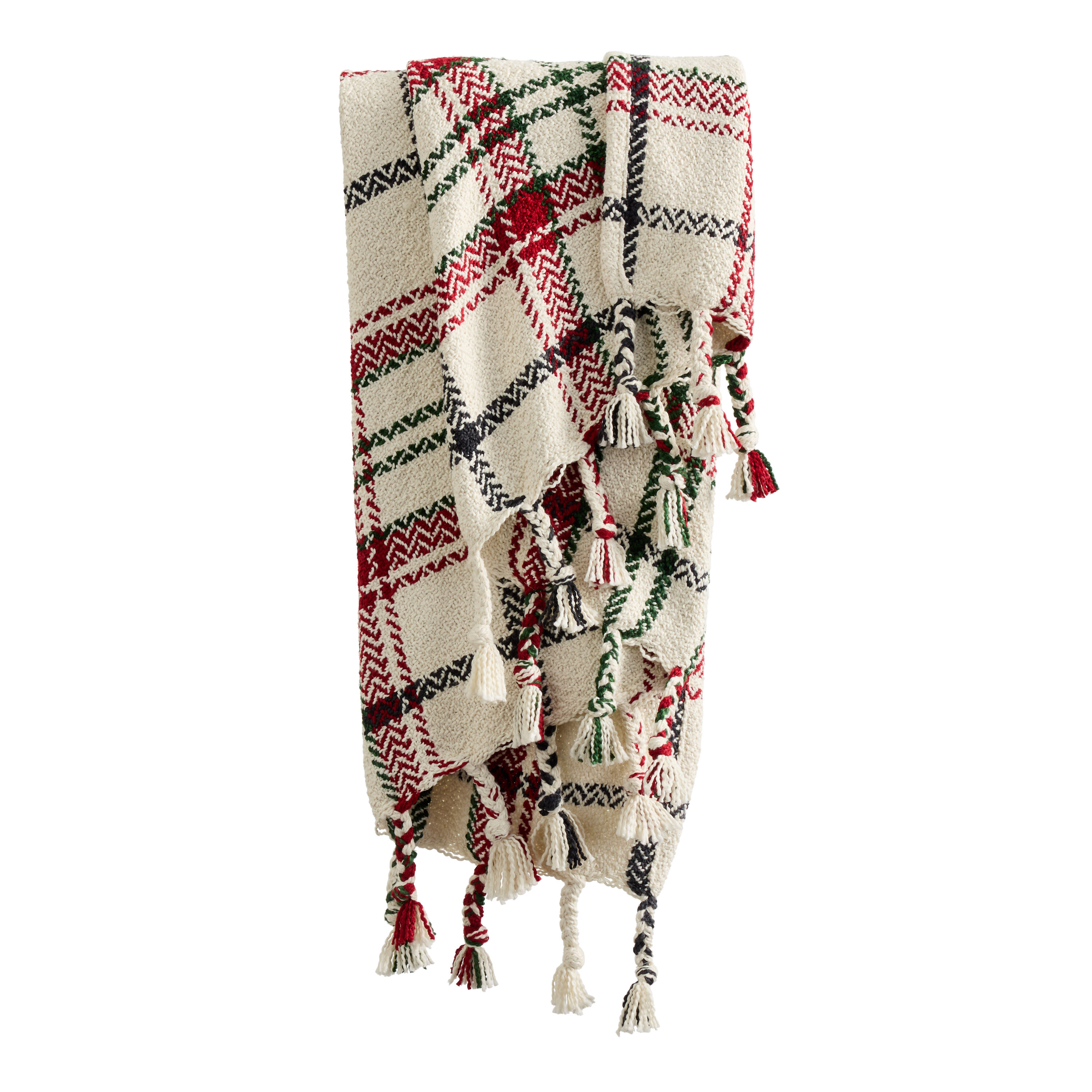 Red and Green Plaid Holiday Indoor Outdoor Throw Blanket image number 0