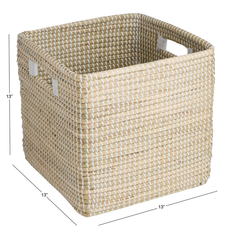 Adira White and Natural Seagrass Utility Basket Cube image number 4