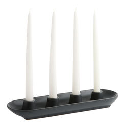 Black Ceramic Oblong Taper Candle Holder