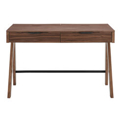 Baker Walnut Brown Wood Desk with Drawers
