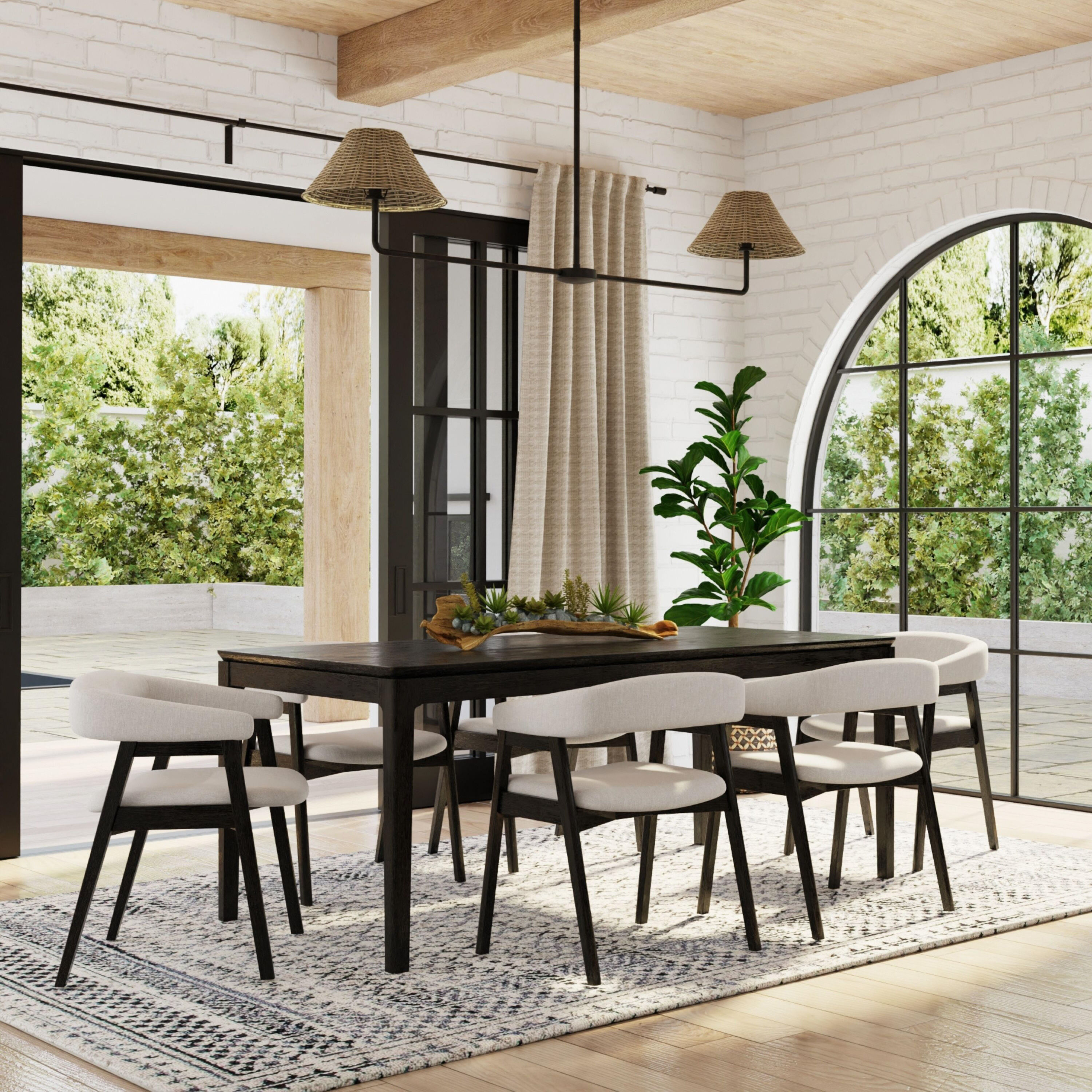 Black wood dining table set sales