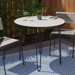 Manati Cement and Black Metal Hairpin Outdoor Bistro Table
