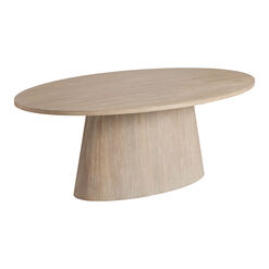 Lennon Oval Graywash Wood Pedestal Dining Table