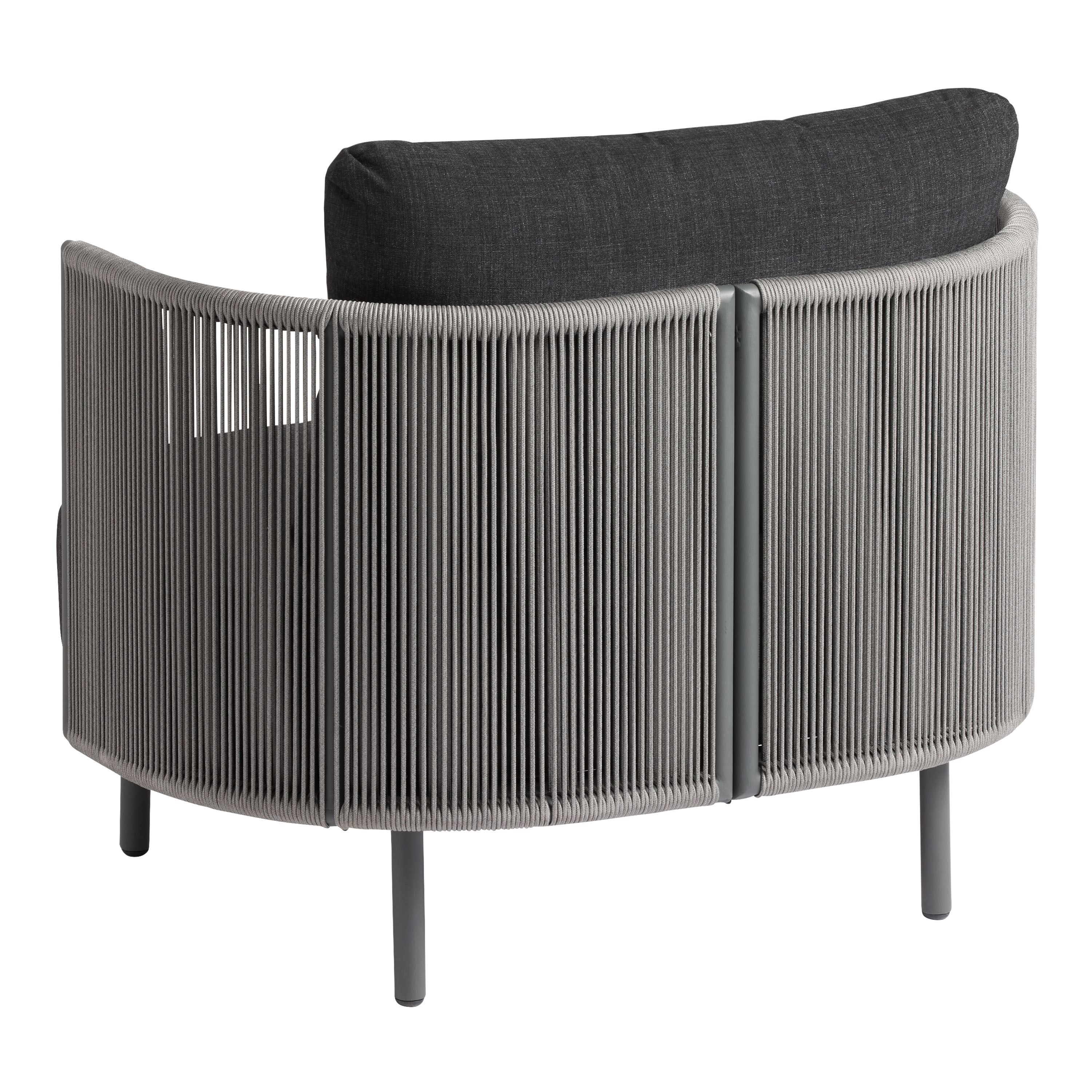 Zanotti Gray Rope and Charcoal Curved Outdoor Cuddle Chair