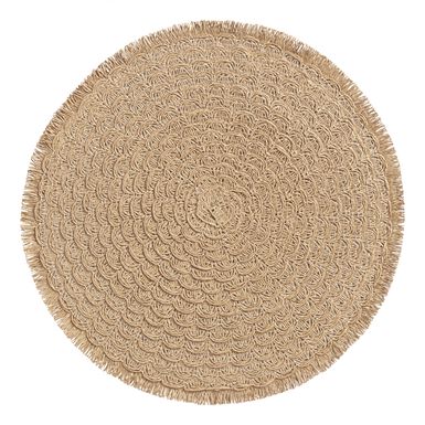 Round Natural Braided Placemat with Fringe Set of 2 Round Natural Braided Placemat with Fringe Set of 2