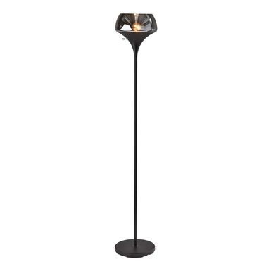 Eliza Black Metal And Smoked Glass Torchiere Floor Lamp Eliza Black Metal And Smoked Glass Torchiere Floor Lamp