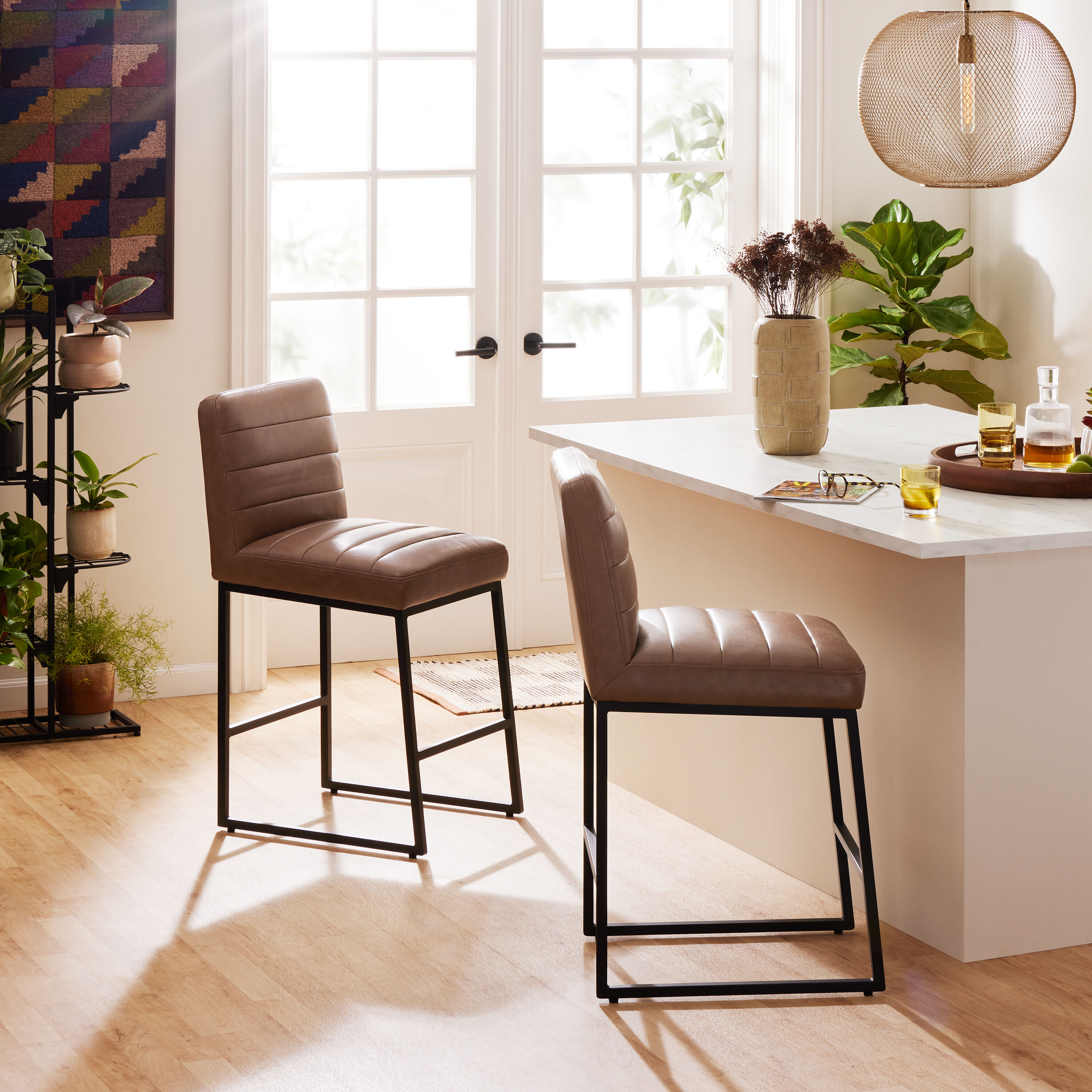 Upholstered store counter stools