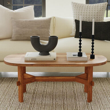 Otto Oval Acacia Wood X Trestle Coffee Table Otto Oval Acacia Wood X Trestle Coffee Table