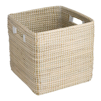 Adira White and Natural Seagrass Utility Basket Cube Adira White and Natural Seagrass Utility Basket Cube