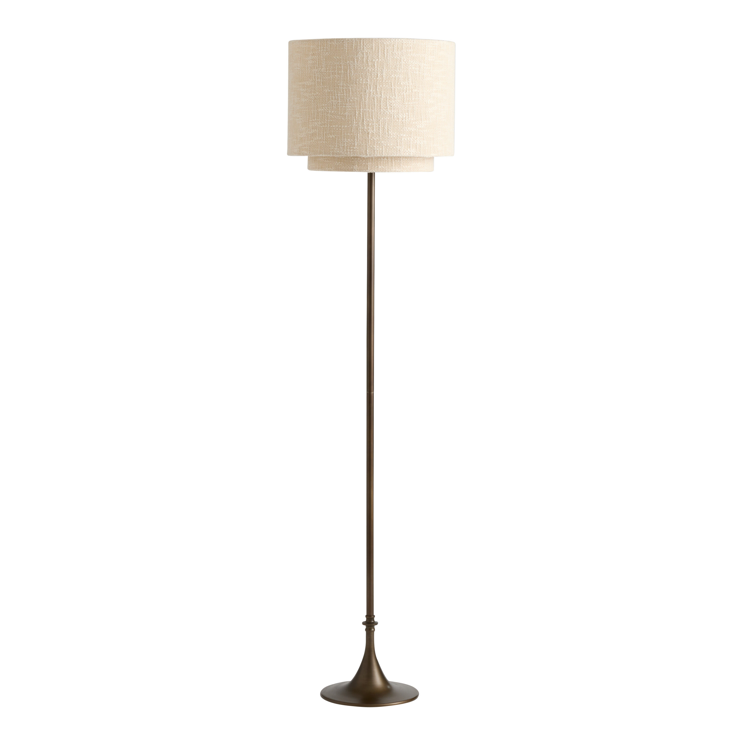 Bronze Metal Tulip and Two Tier Shade Floor Lamp