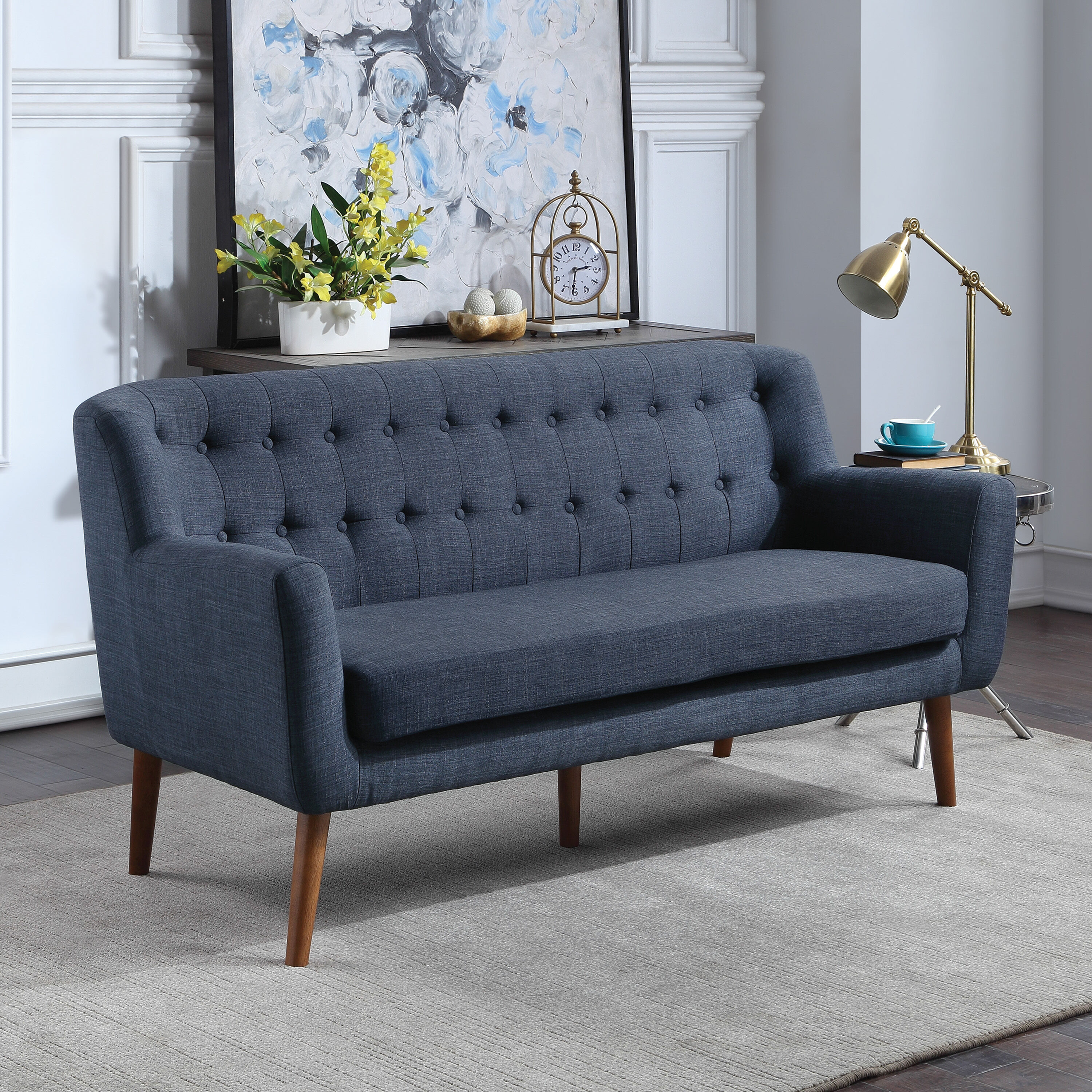World market blue velvet couch hot sale