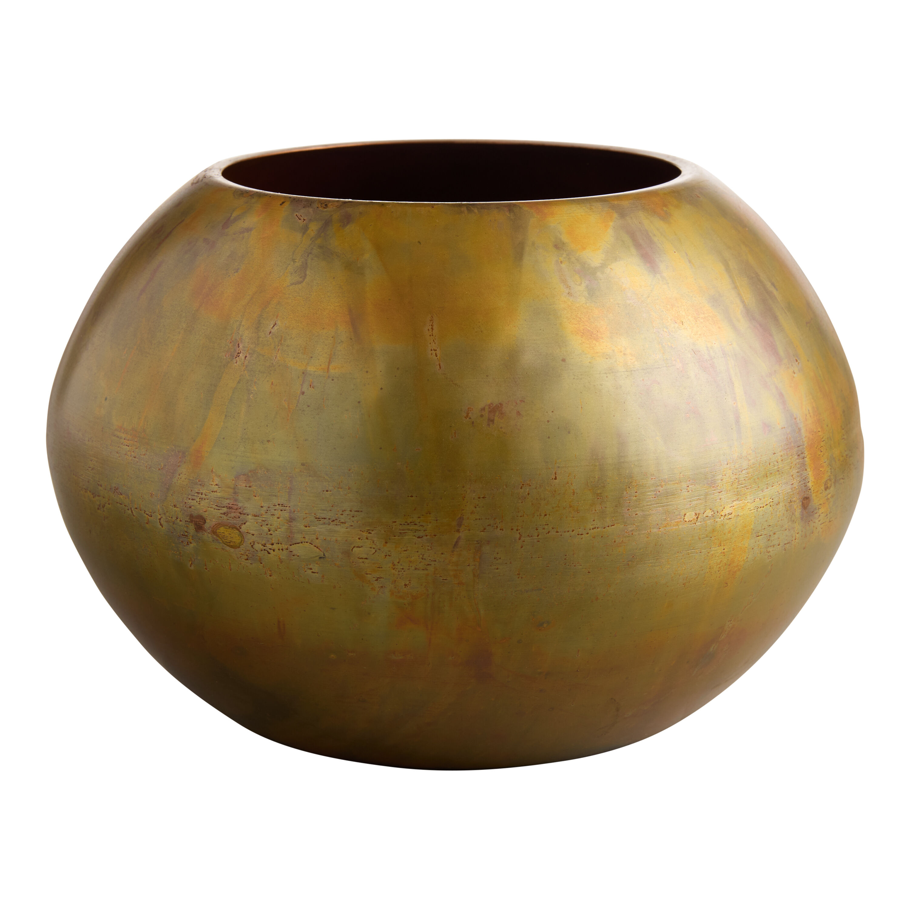 Copper Patina Metal Rounded Planter