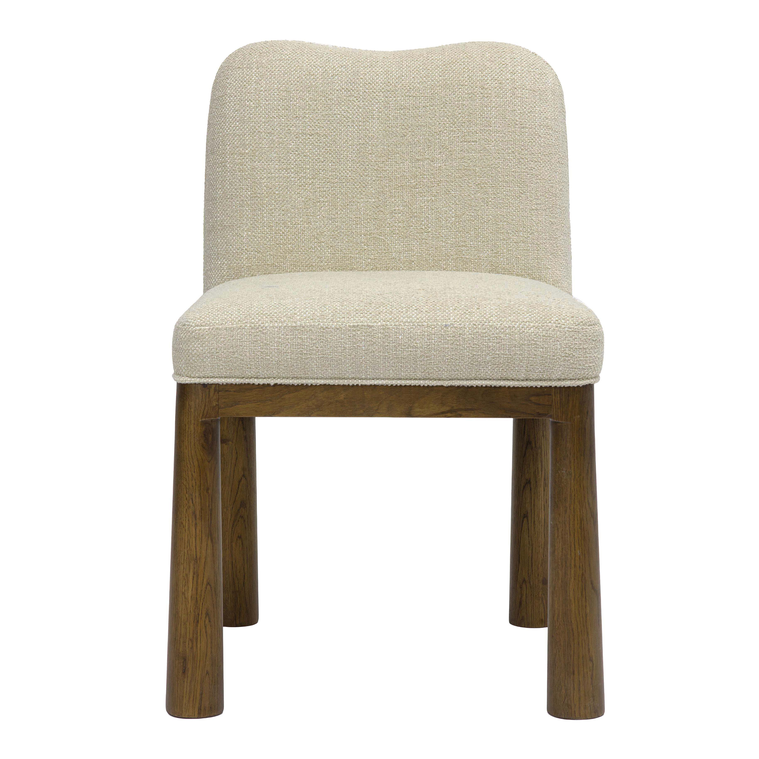 Omara Oak Wood Curved Back Upholstered Dining Chair image number 2