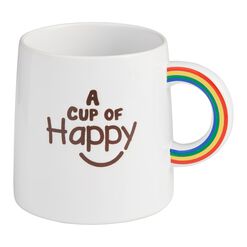 A Cup Of Happy Rainbow Handle Ceramic Mug