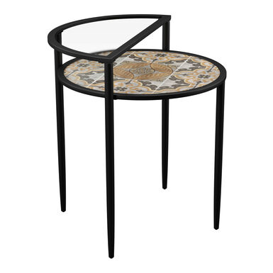 Lorengo Glass Top Outdoor End Table with Ceramic Shelf Lorengo Glass Top Outdoor End Table with Ceramic Shelf
