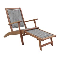 Galena Gray All Weather Wicker and Wood Outdoor Lounger