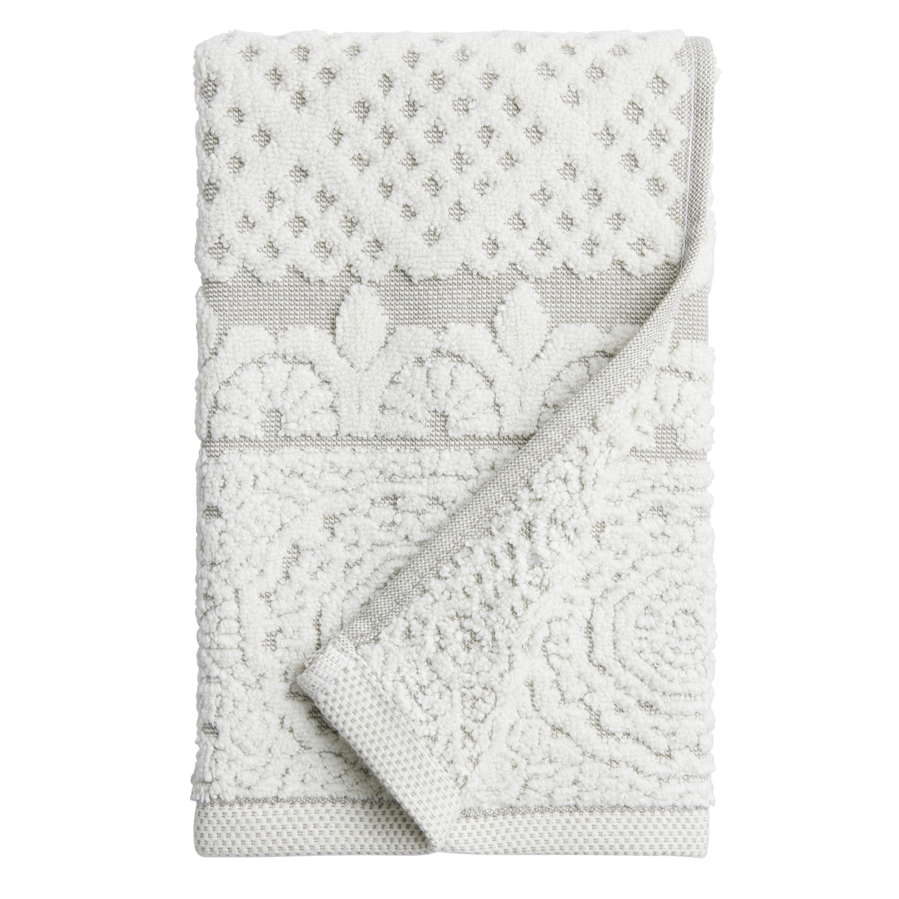 Lacey Ivory And Gray Sculpted Lattice Hand Towel World Market