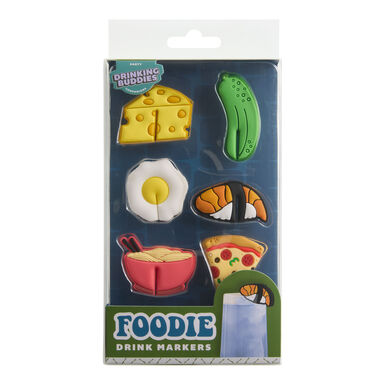 Drinking Buddies Silicone Foodie Glass Markers 6 Pack Drinking Buddies Silicone Foodie Glass Markers 6 Pack