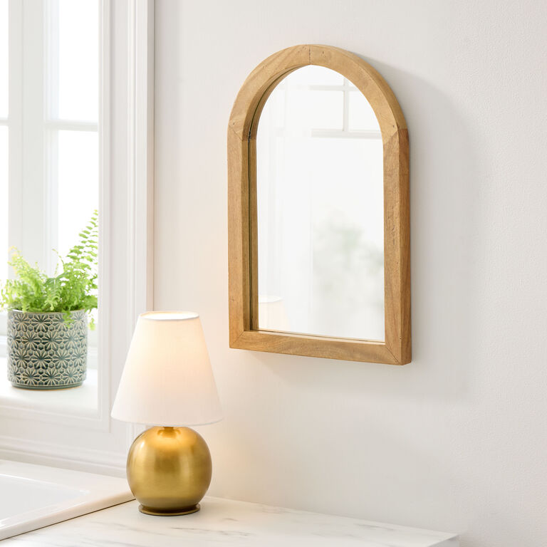 Natural Mango Wood Dome Wall Mirror image number 2