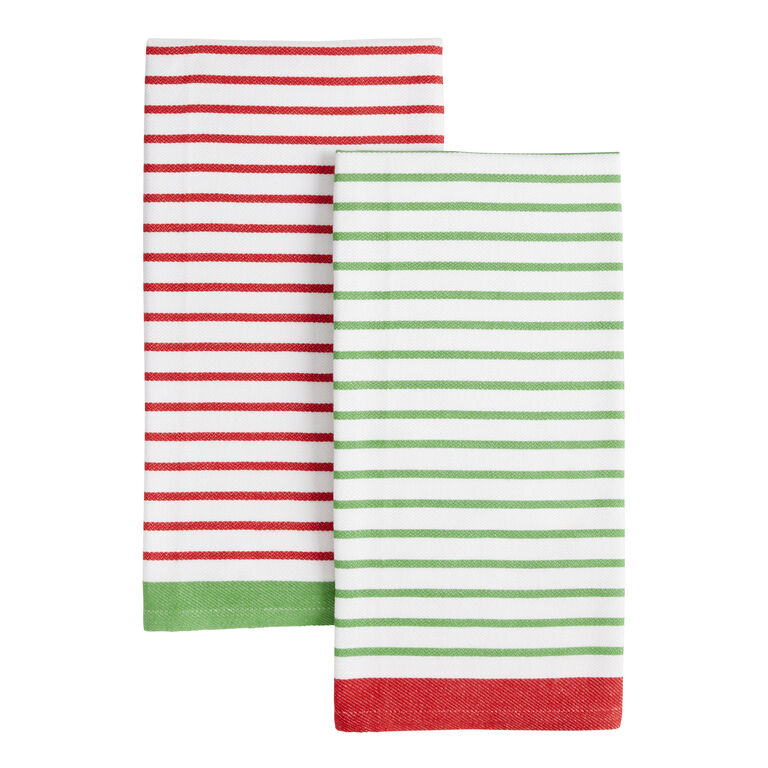 White Woven Cotton Kitchen Towels Set of 2 by World Market