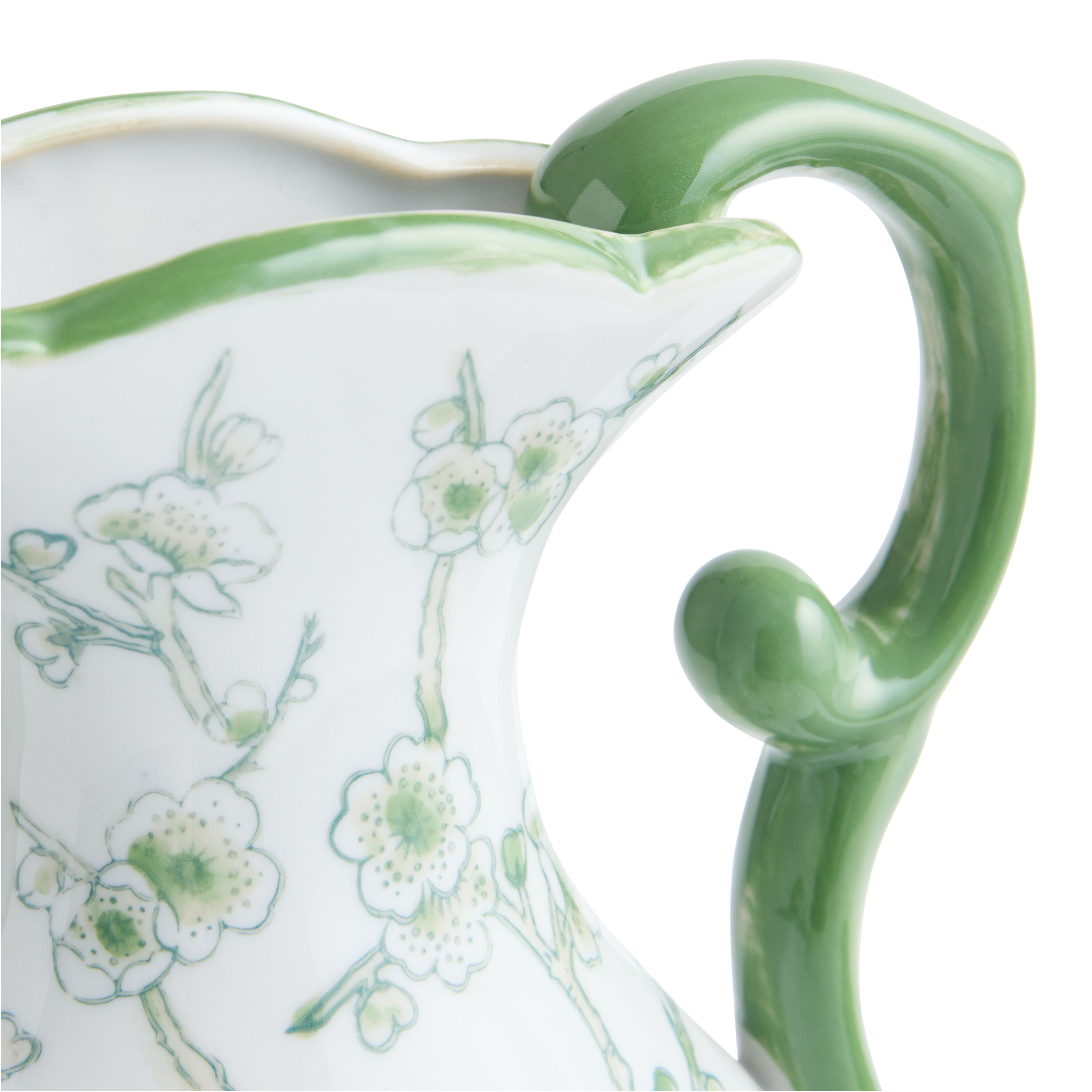Green and White Ceramic Chinoiserie Trophy Vase