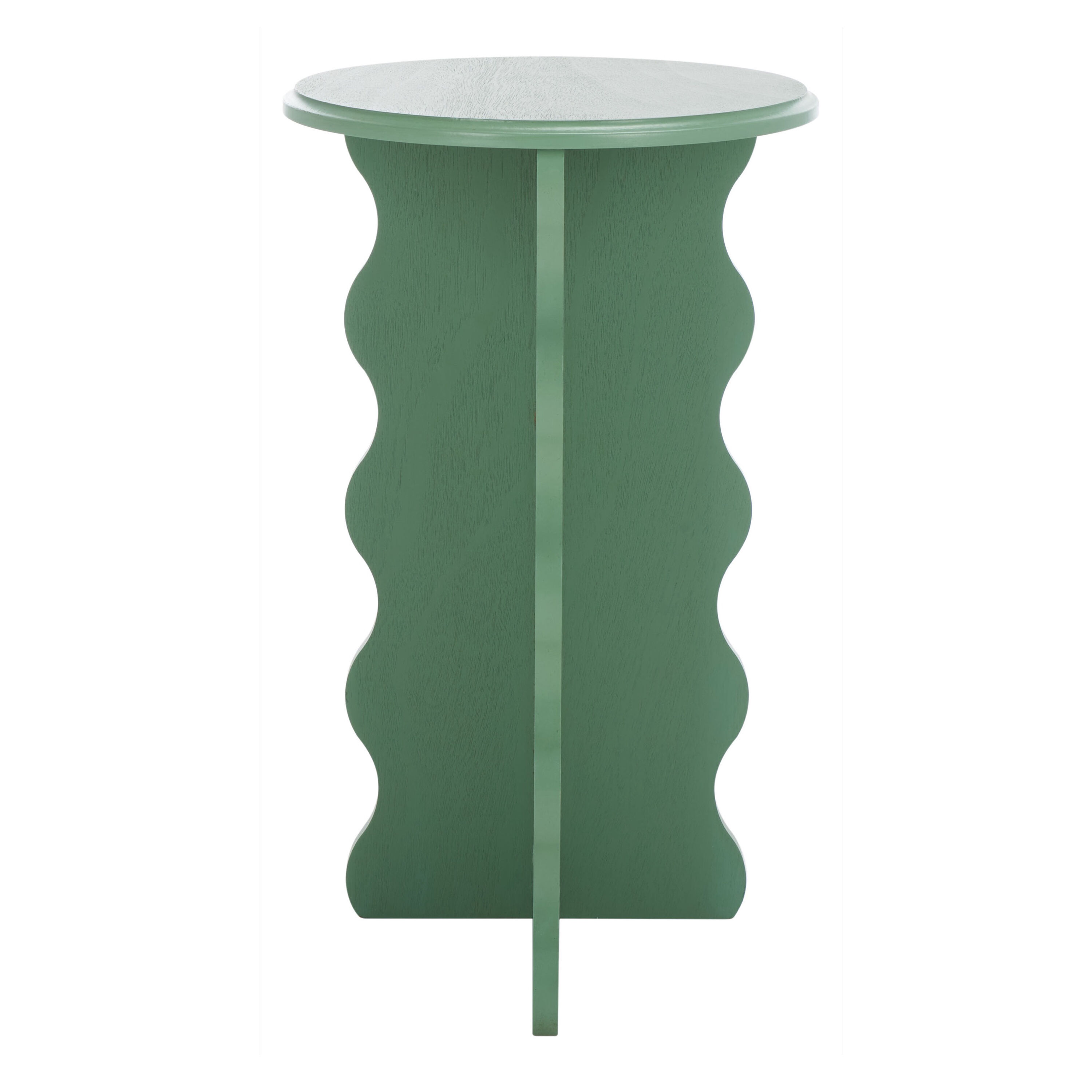 Glade Sage Green Wood Wavy Pedestal Side Table image number 2