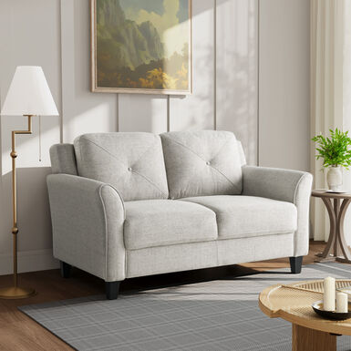 Renne Microfiber Tufted Roll Arm Loveseat Renne Microfiber Tufted Roll Arm Loveseat