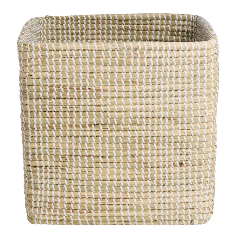 Adira White and Natural Seagrass Utility Basket Cube image number 3