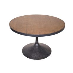 Logan Round Reclaimed Pine and Black Metal Dining Table