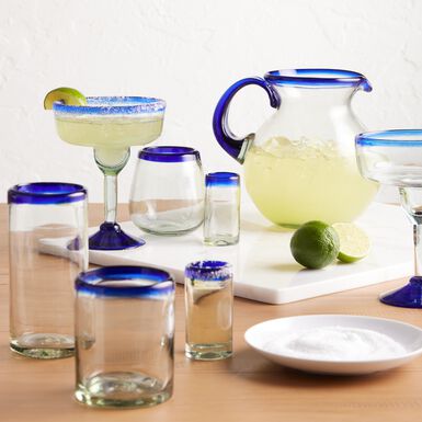 Rocco Blue Handcrafted Recycled Margarita Glass Rocco Blue Handcrafted Recycled Margarita Glass