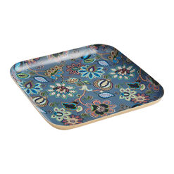 Square Medium Metal Floral Hand Painted Serving Tray