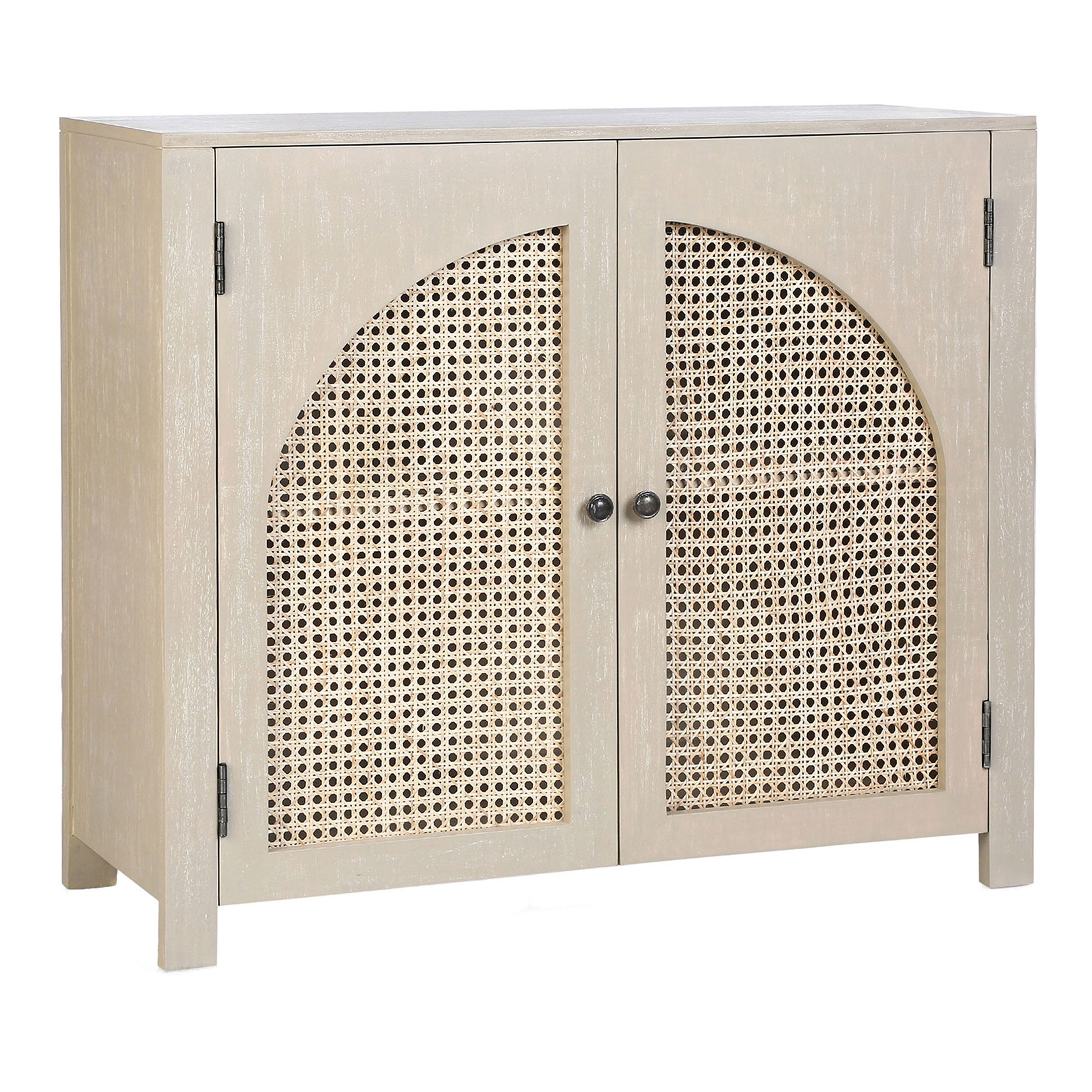 Seymour Wood and Rattan Cane Arched Door Storage Cabinet image number 0